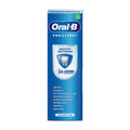 Packaging of Oral-B Pro-Expert Healthy Whitening toothpaste, featuring the toothpaste's name and benefits, in a blue and white box with a toothpaste dispenser.
