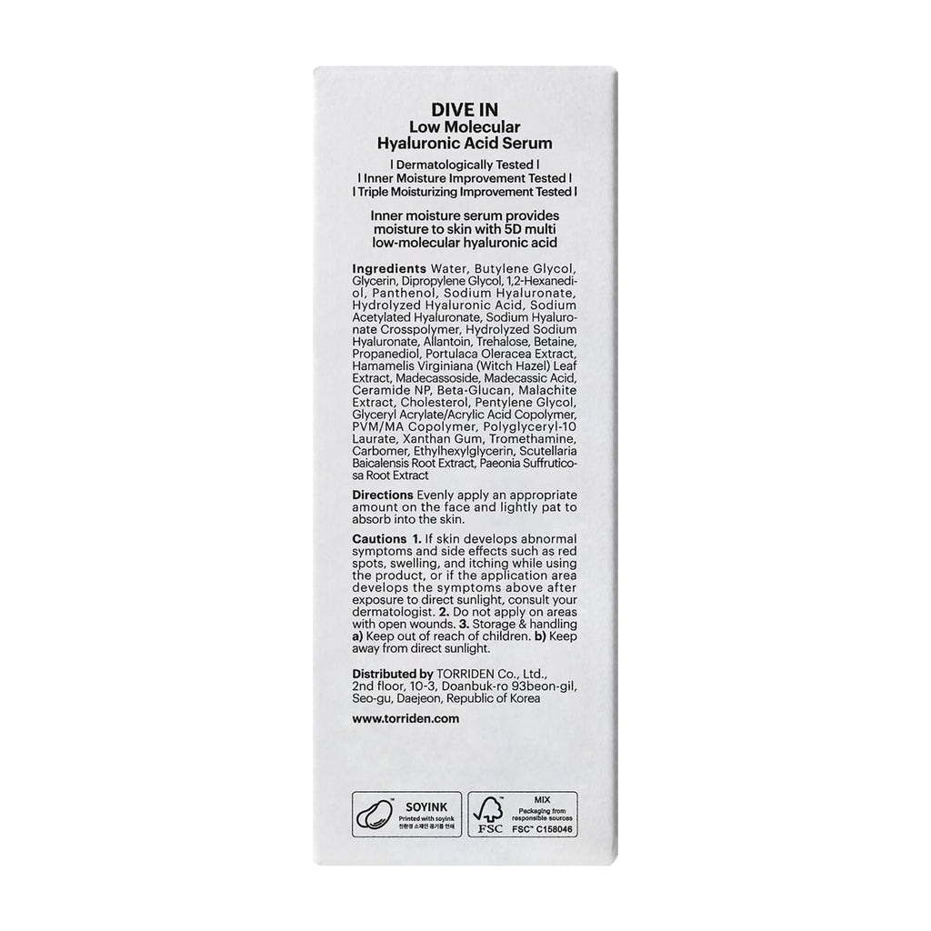 Torriden Sérum visage DIVE IN, 50 ml