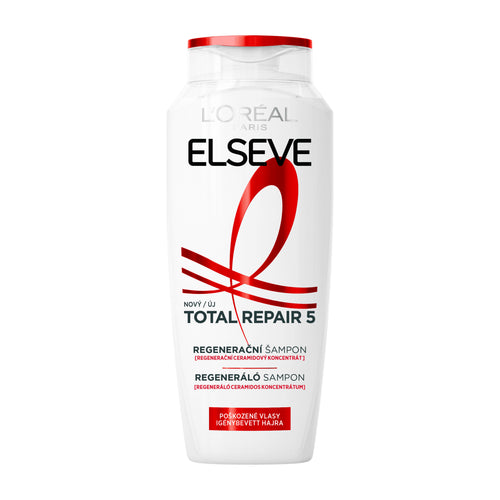 L'Oreal Elseve Total Repair 5 shampoo bottle on a white background