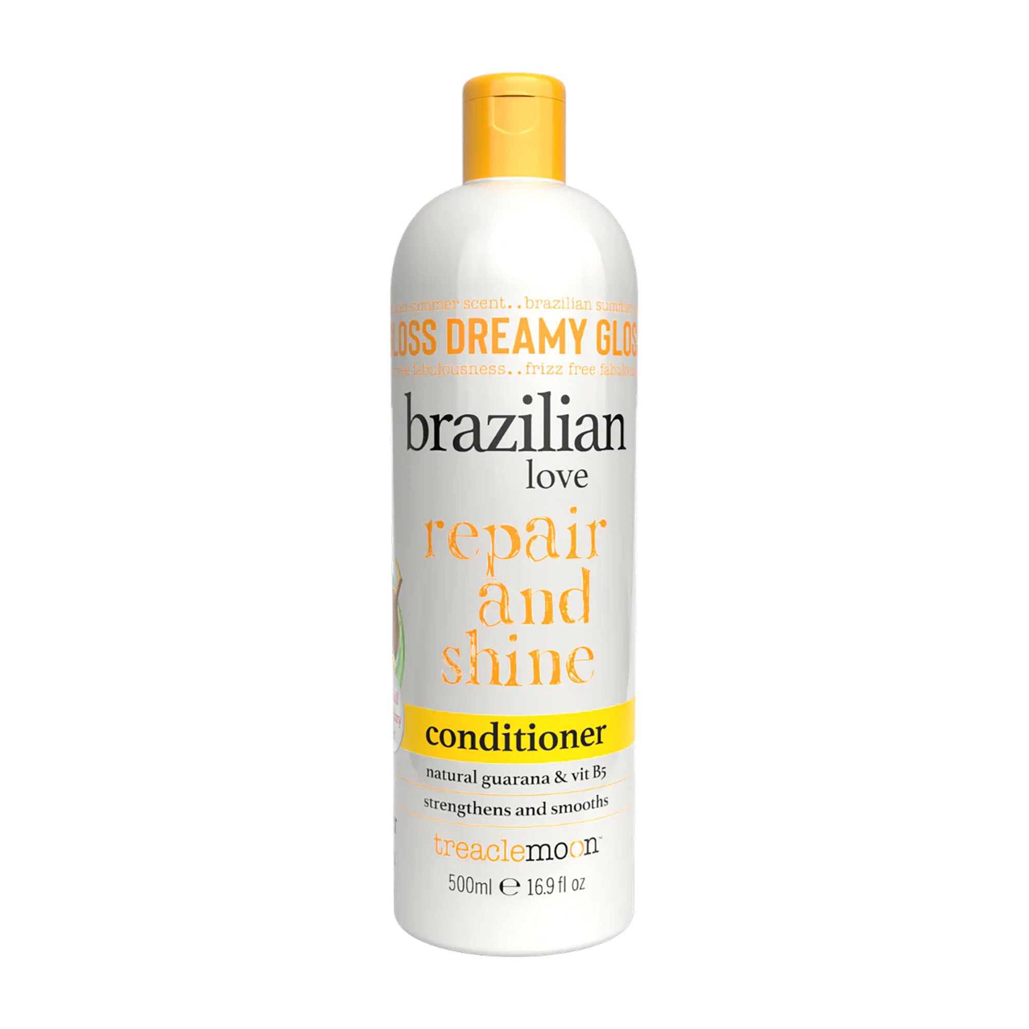 Bottle of Treaclemoon Brazilian Love Repair and Shine Conditioner on a white background