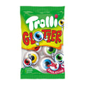 A green package of Trolli Glotzer sour candy eyes on a white background.