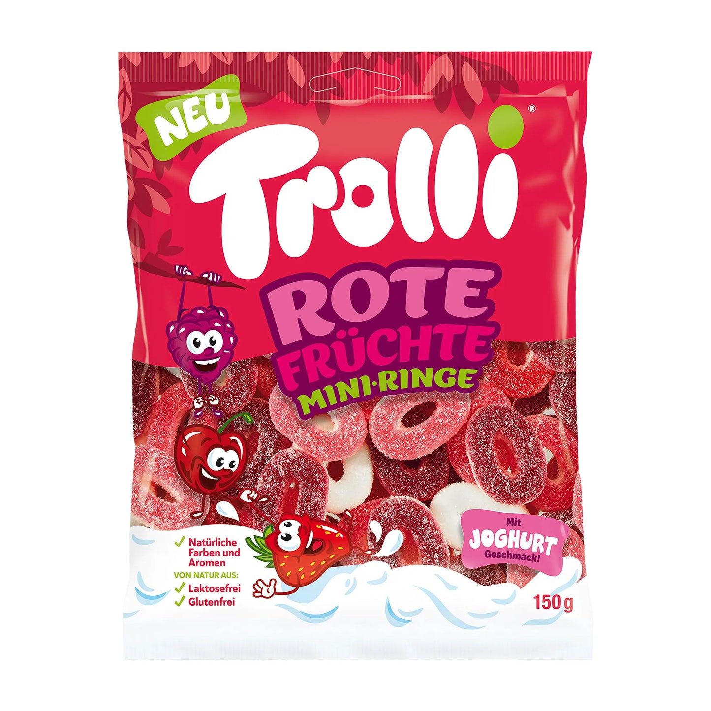 Trolli Rote Früchte Mini Ringe Schaumzucker & Gummibonbons, 150 g