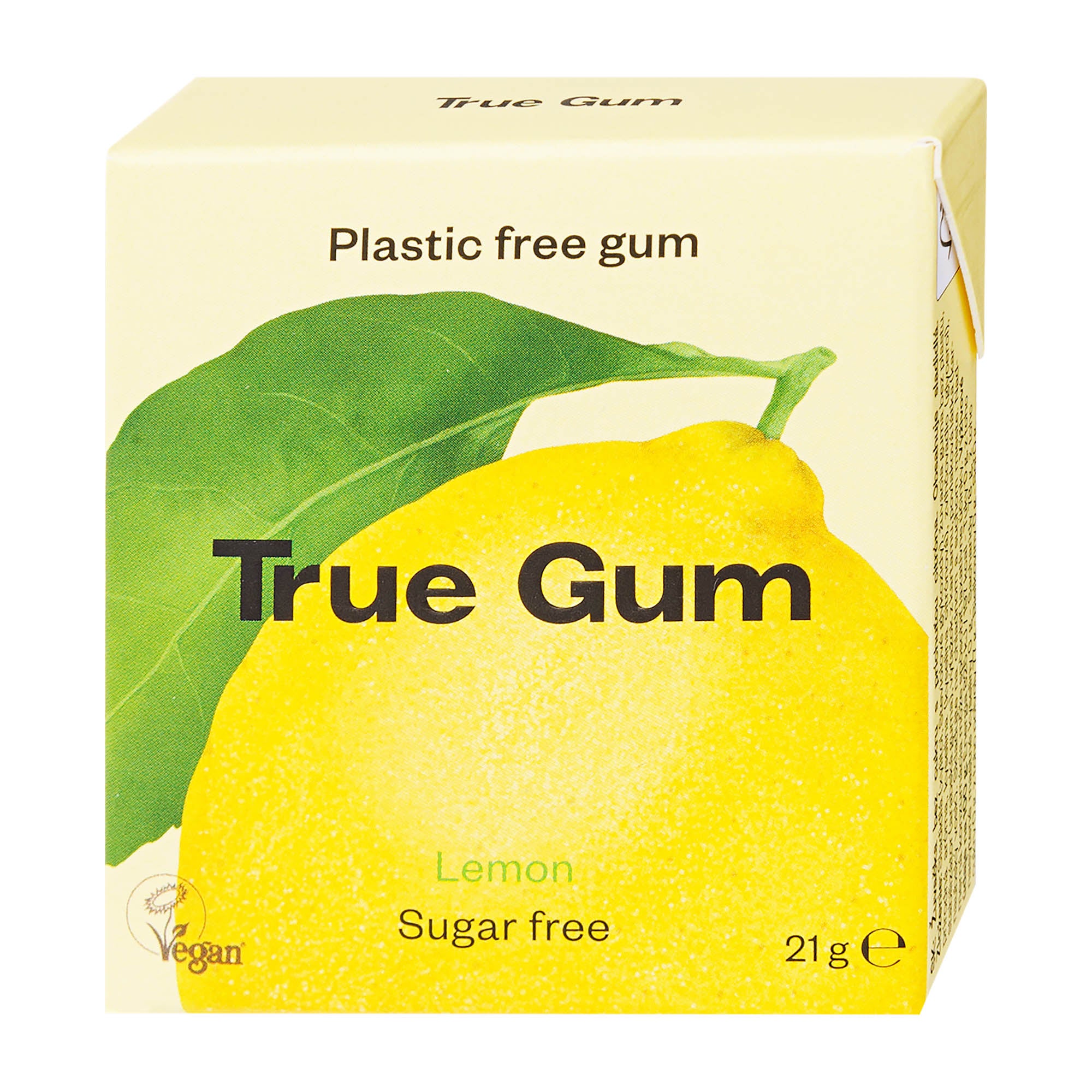 True Gum Chewing-gum Citron sans sucre et sans plastique, 21 g