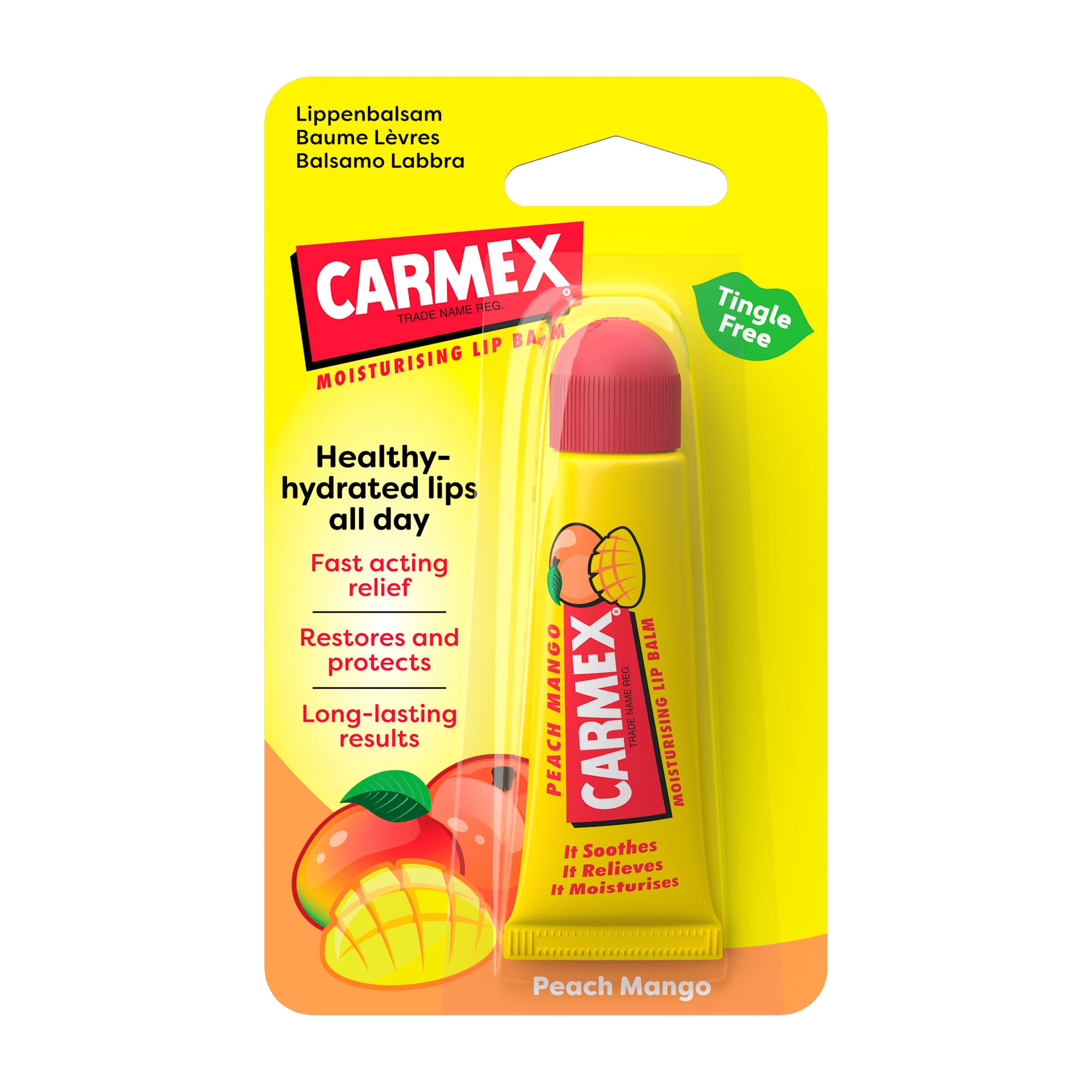 Carmex Peach Mango lip balm tube, 10 g