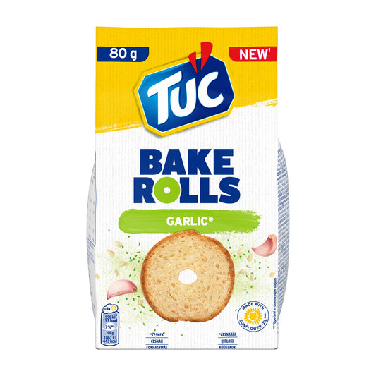 TUC Bake Rolls Garlic Bread Chips, 80 g