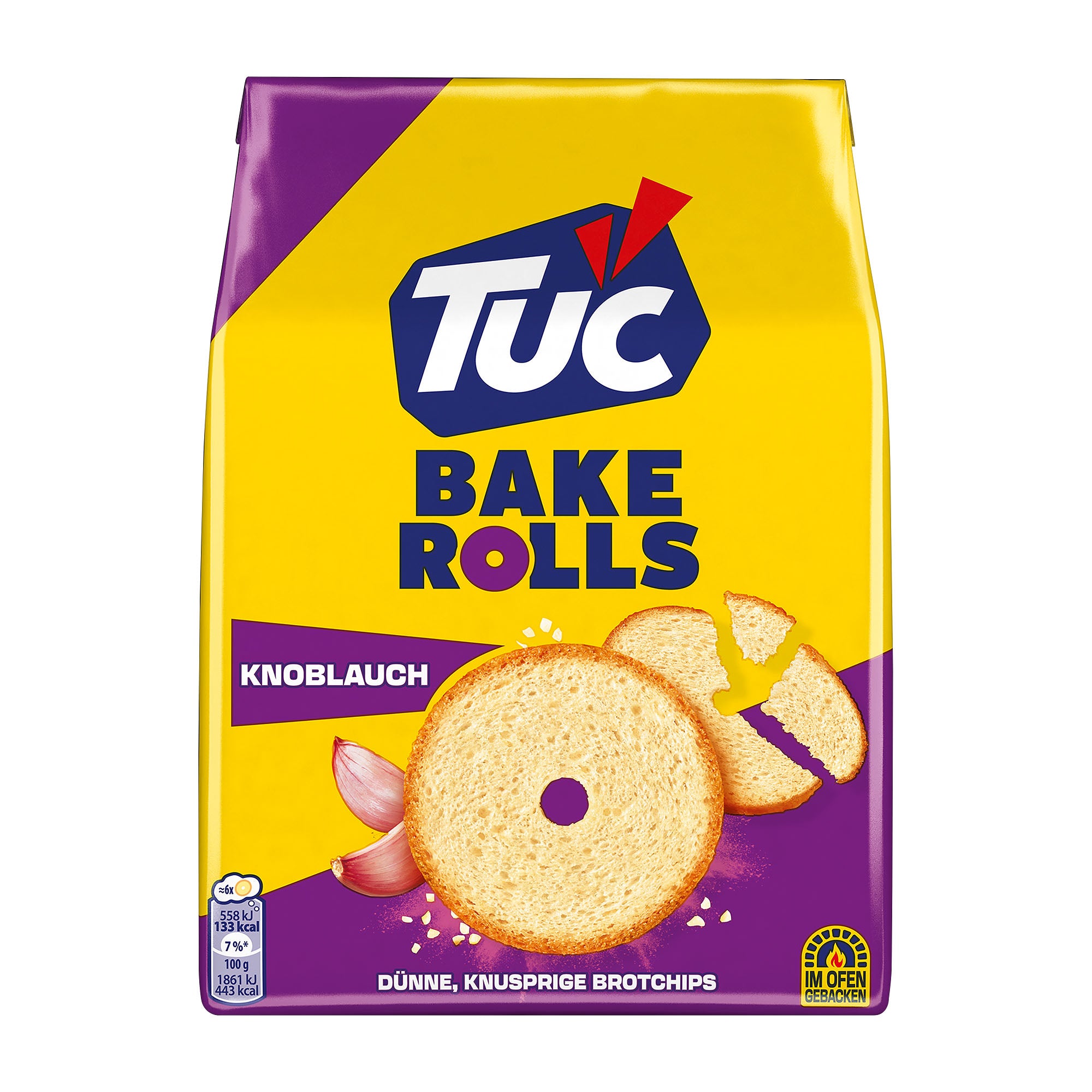 TUC Bake Rolls Chips de pain Ail, 150 g