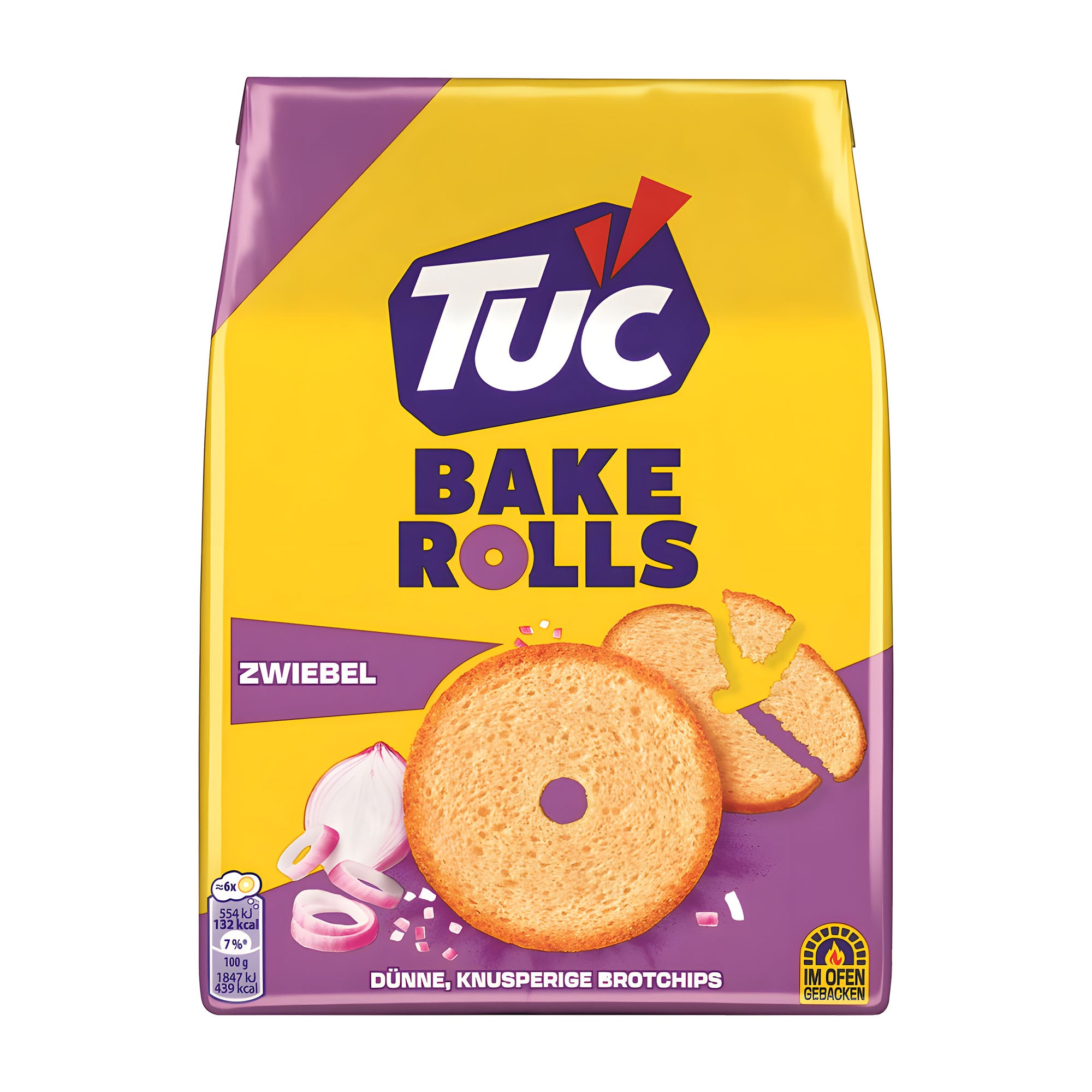 TUC Bake Rolls Chips de pain Oignon, 150 g