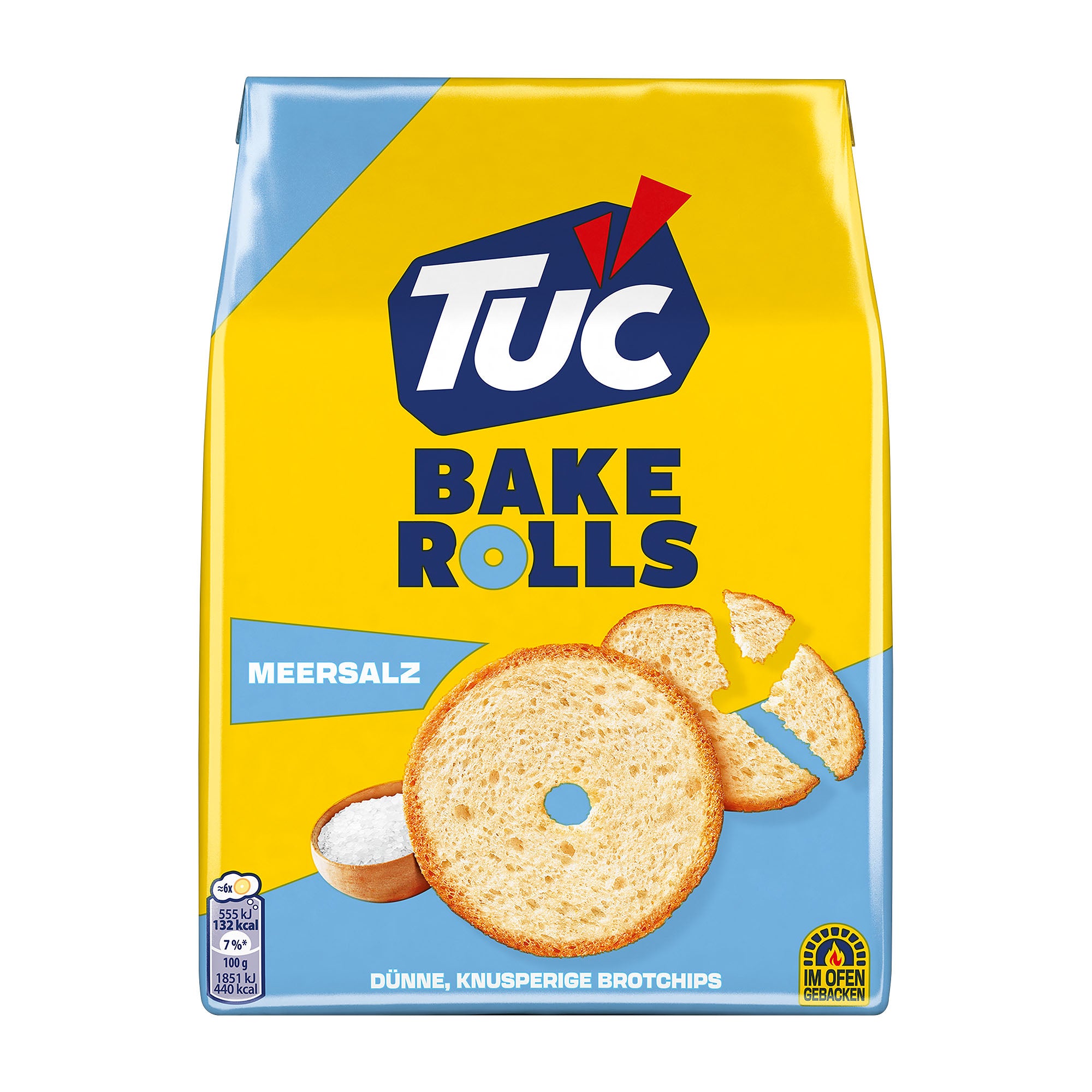 TUC Bake Rolls Chips de pain Sel de mer, 150 g