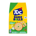 TUC Bake Rolls Sour Cream & Onion packaging with a yellow and green design on a white background