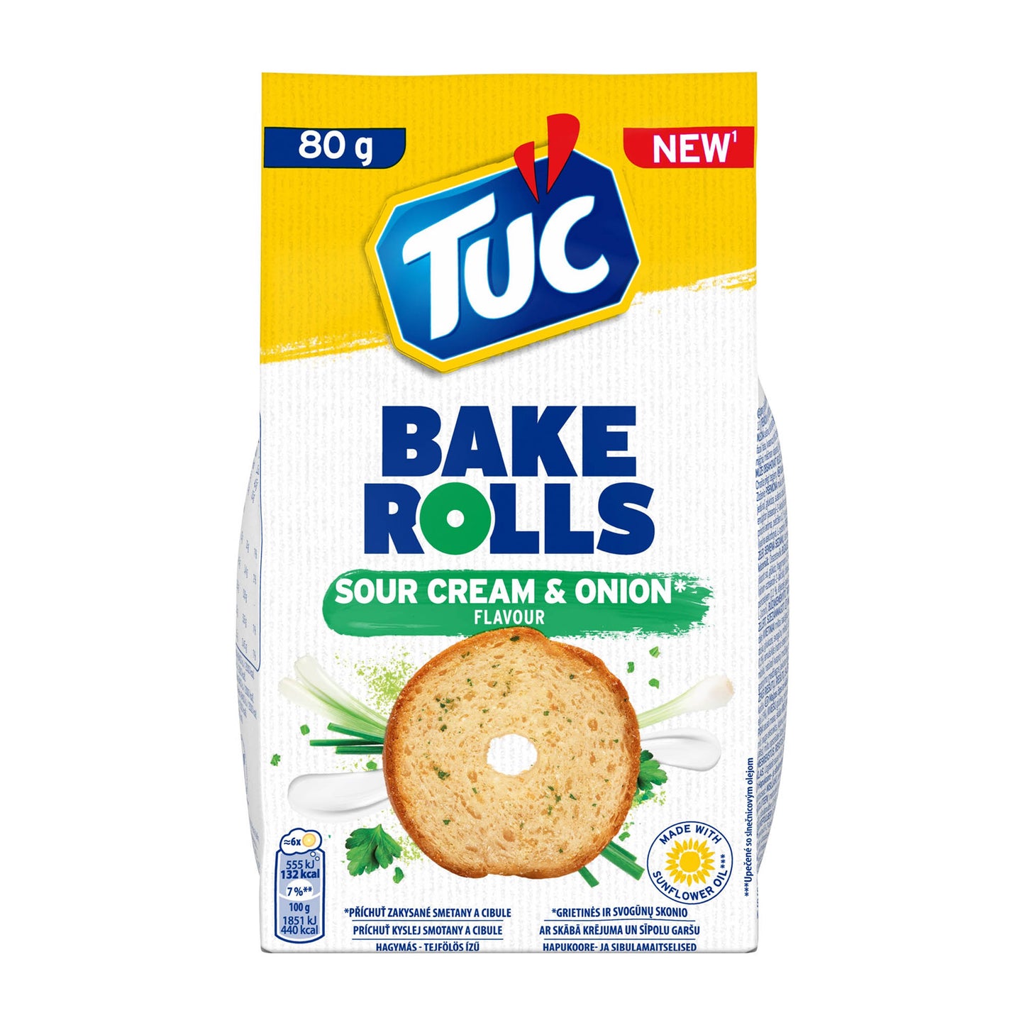 TUC Bake Rolls Sour Cream & Onion Bread Chips, 80 g