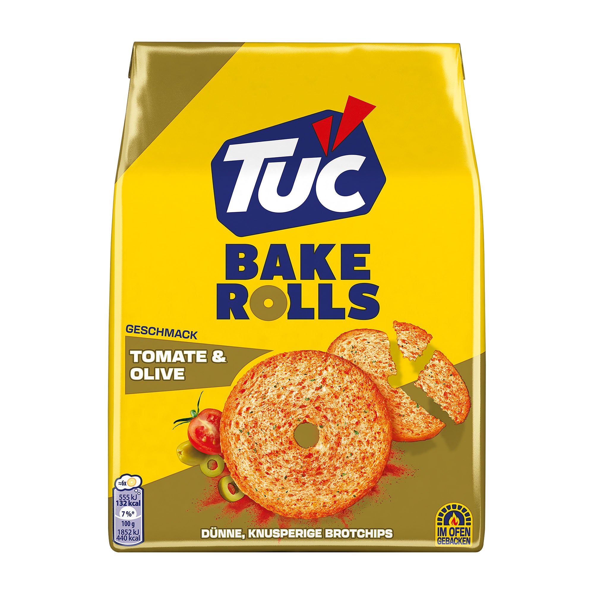 TUC Bake Rolls Chips de pain Tomates et Olives, 150 g