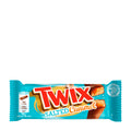 Packaging of Twix Salted Caramel milk chocolate biscuit bars showing the product name and an image of the chocolate bar.