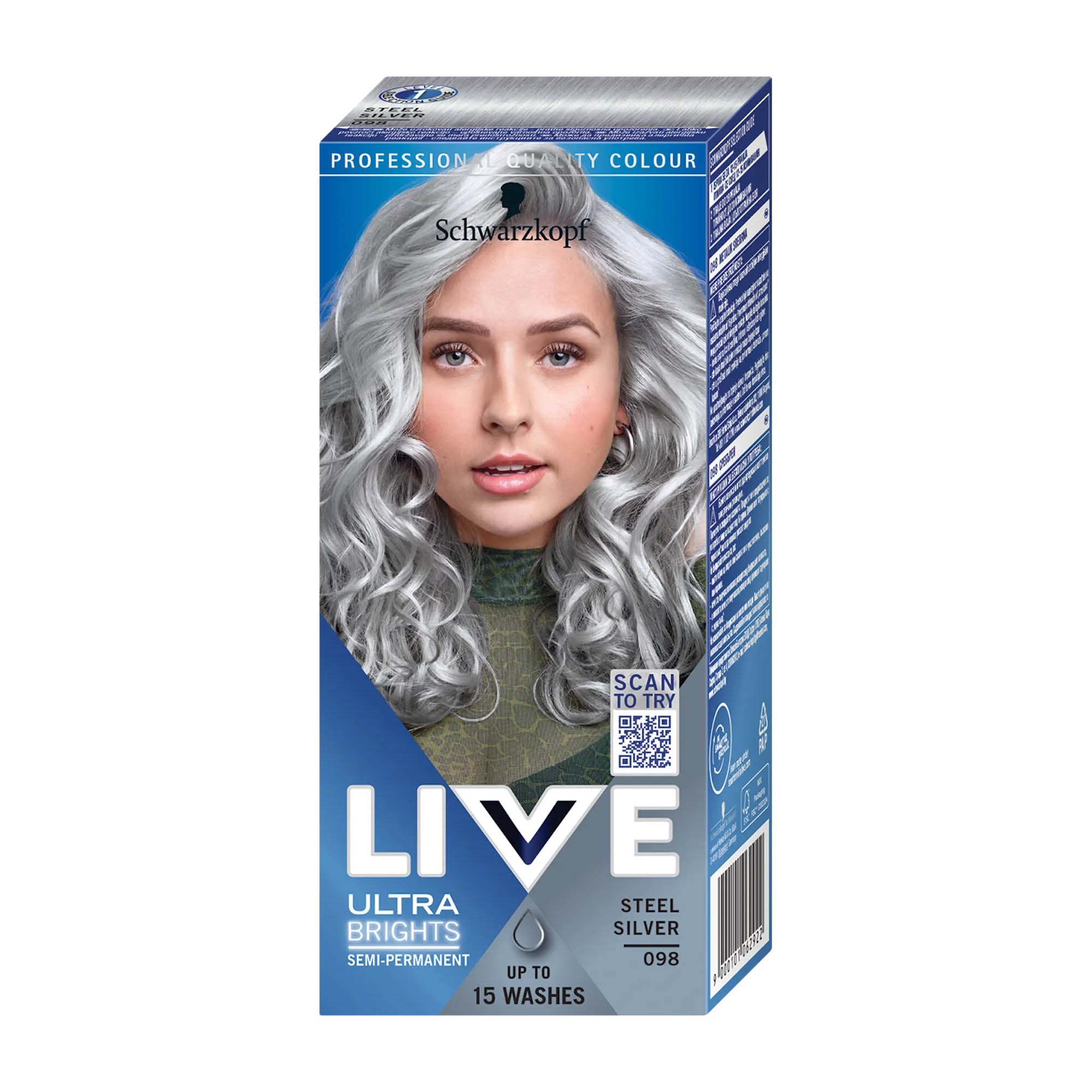 Schwarzkopf LIVE 098 Steel Silver Coloration semi-permanente