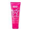 Pink tube of Umberto Giannini Weather Proof Curls Finishing Cream on a white background