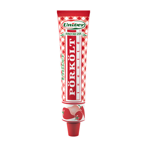 Red and white tube of Univer Stew Paste on a white background