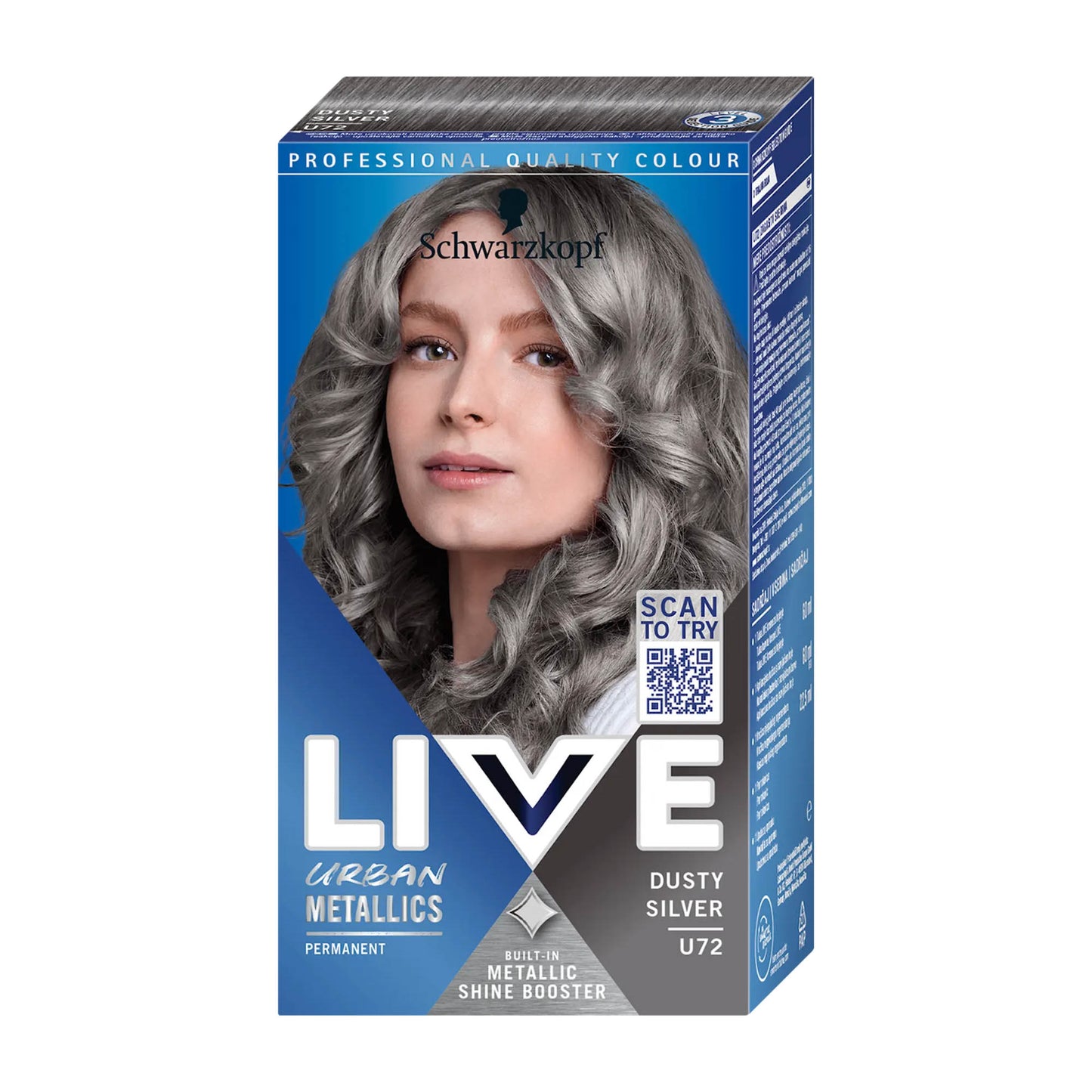 Schwarzkopf LIVE U72 Dusty Silver permanent hair color