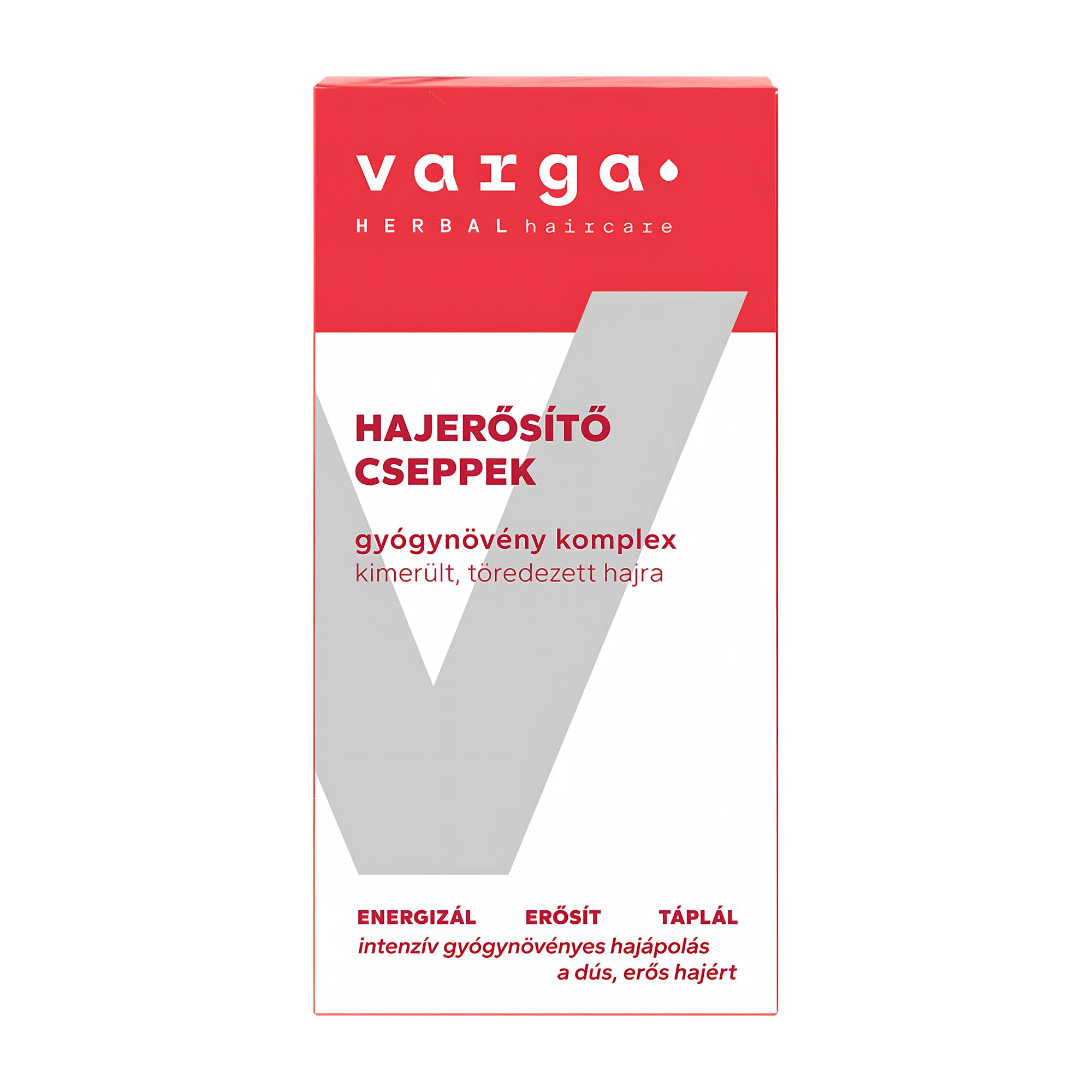 Packaging of Varga Strengthening treatment, showing the brand logo, product name, and additional text that elaborates on the hair strengthening properties.