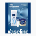 Vaseline Trio Collection Gift Set packaging on a light gray background.