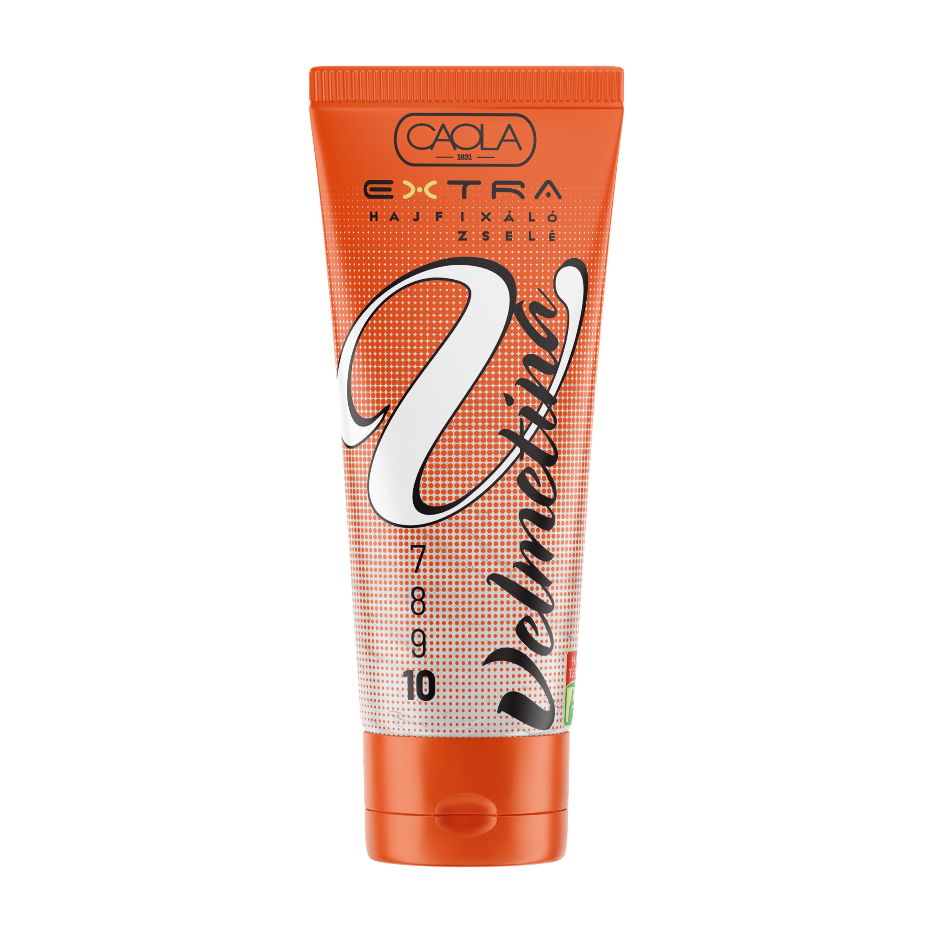 Orange tube of Velmetina Extra Styling Gel on a white background