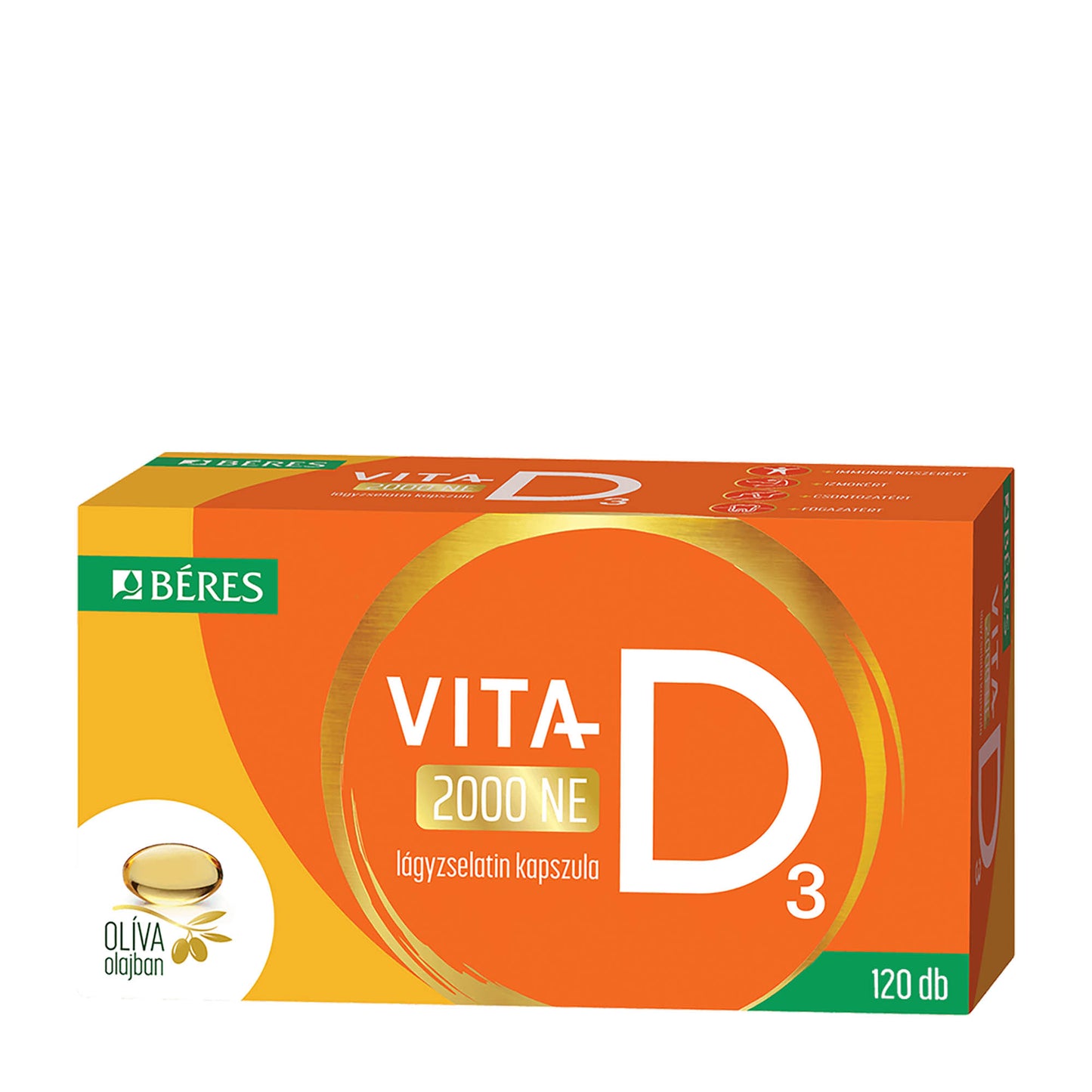 Beres Vitamin D3 2000 iu soft gel capsules, 120 Count