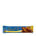 Packaging of Lindt Milk Chocolate Wafer Bar showing the product name and an image of the chocolate bar with wafers and hazelnut filling.