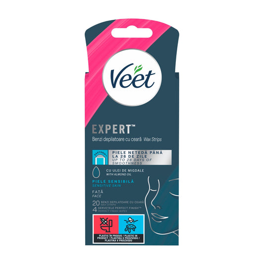 Veet Expert Face wax strips for sensitive skin, 20 Count