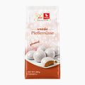 A 200g package of Weiss 100 Jahre Weiche Pfeffernüssse Soft Gingerbread cookies, shown on a clean white background. The packaging features a white and pink upper section with the brand logo, and a brown lower section displaying an illustration of the glazed gingerbread cookies on a plate.