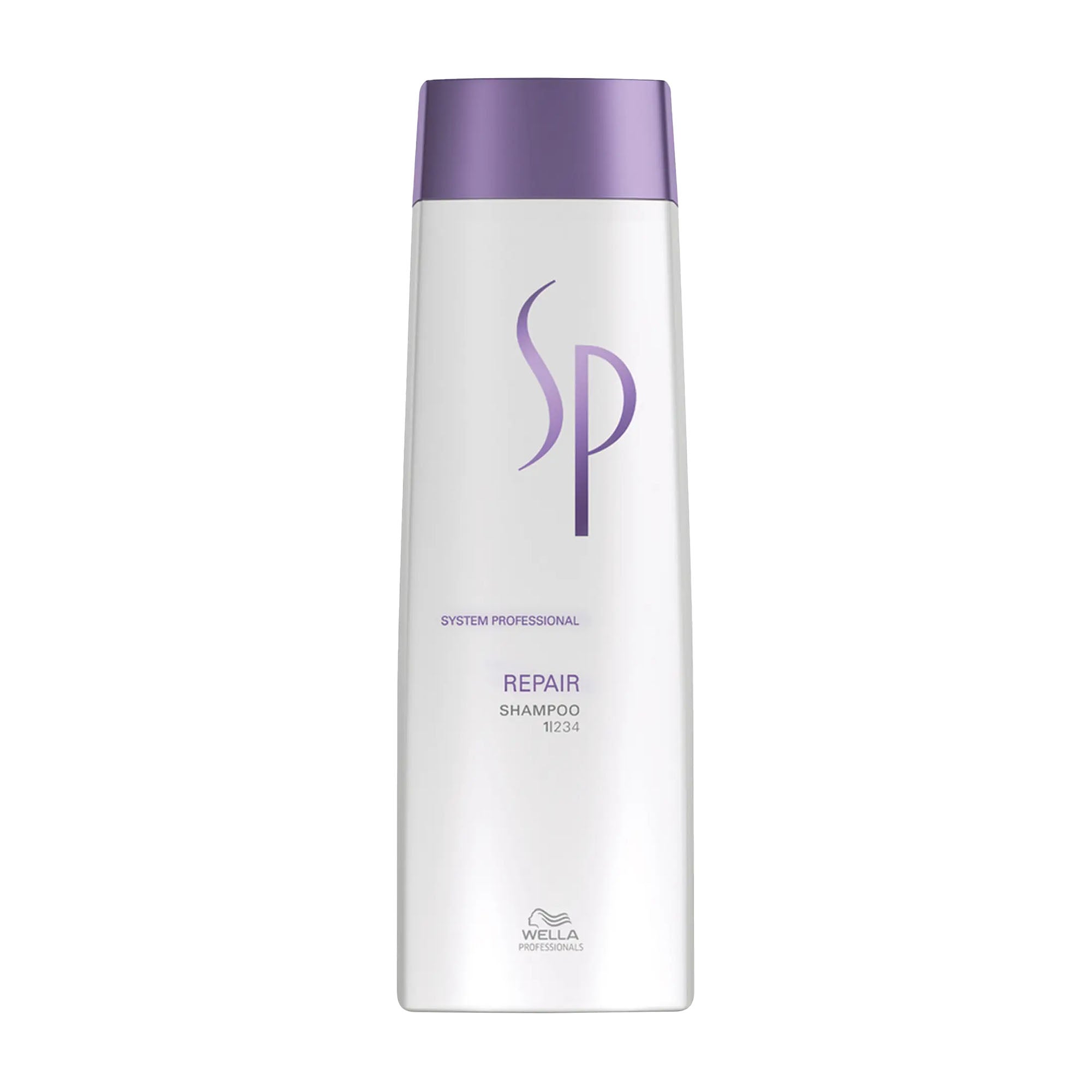 Wella SP Repair Shampoo bottle on a white background
