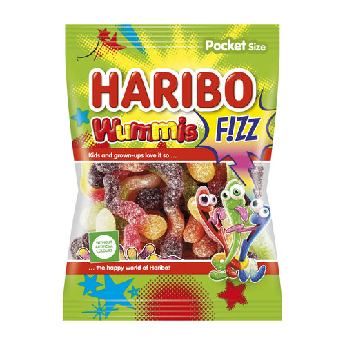 Haribo Wummis Fizz candy package with colorful design on a white background