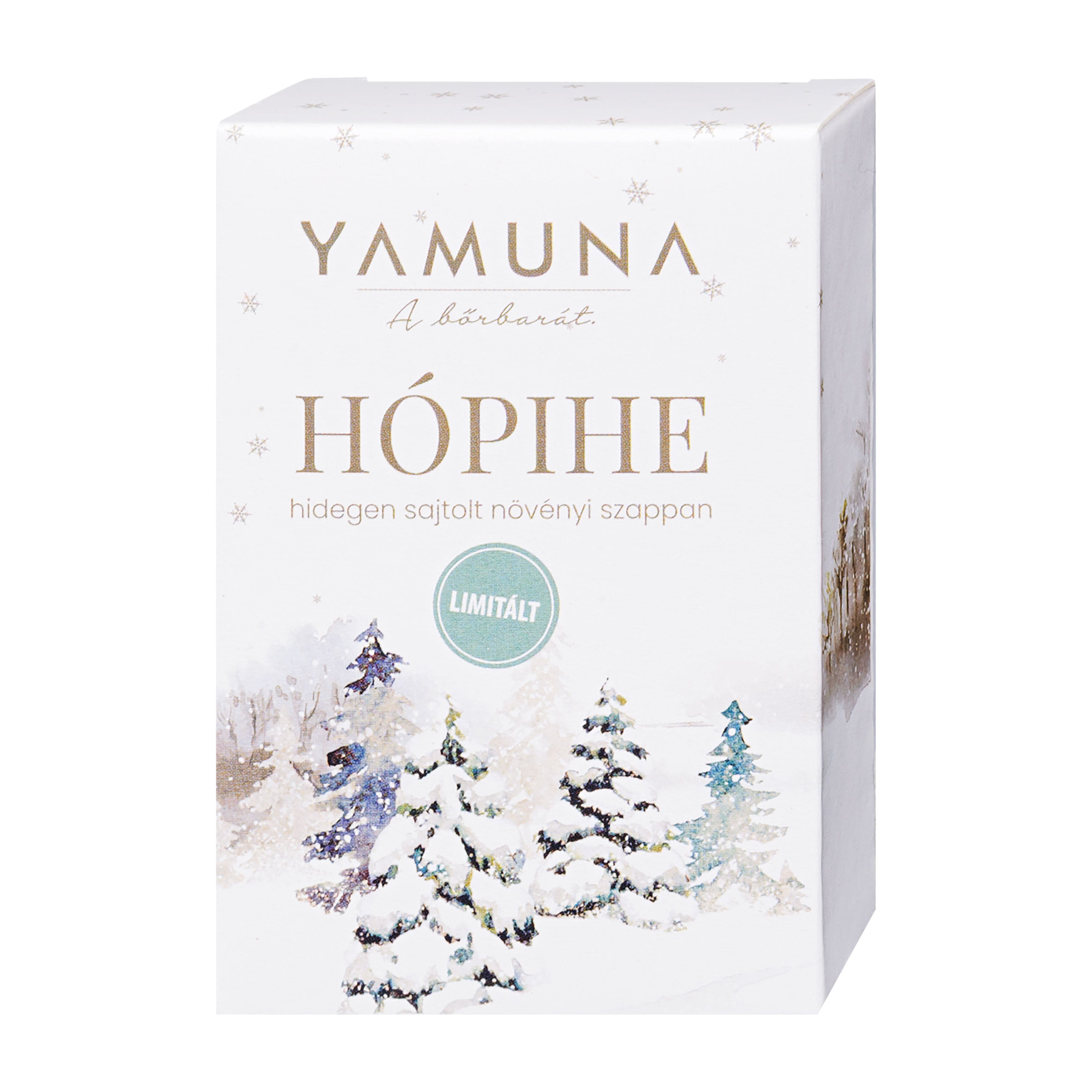 Yamuna Snowflake cold pressed plant soap packaging on a white background