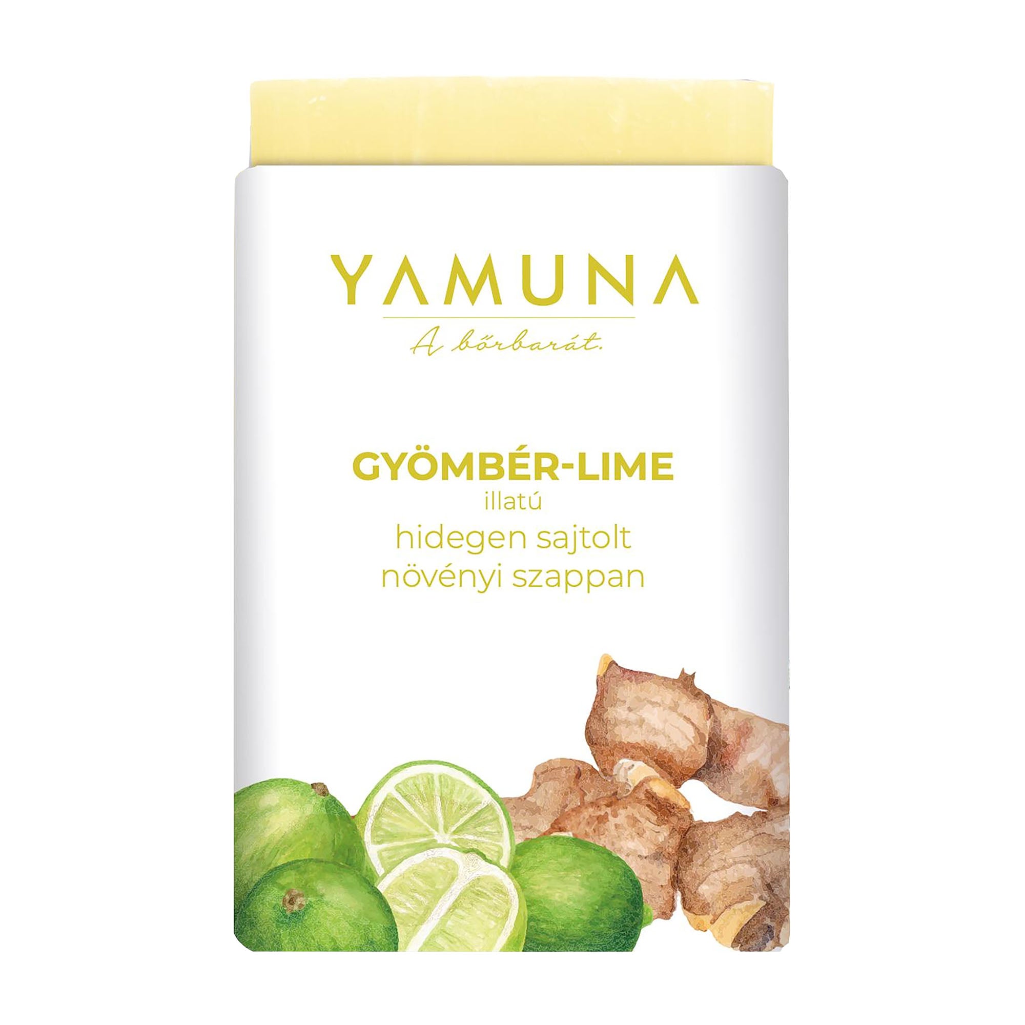 Yamuna Savon végétal pressé à froid Gingembre-Citron vert, 110 g