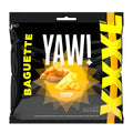 Packaging of YAW! Cheese flavored Baked Baguette Bites with black and yellow design