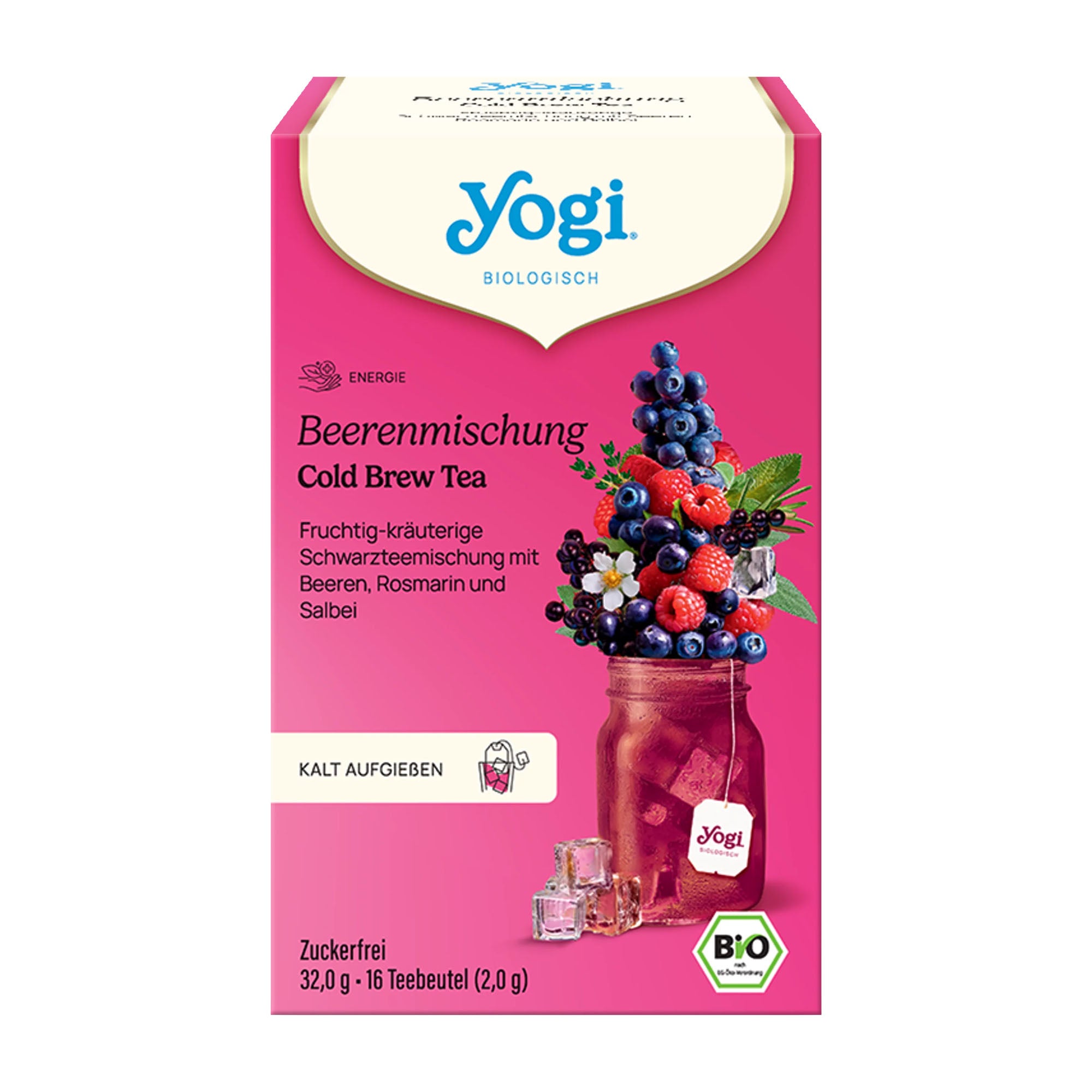 Yogi Berry Mix Cold Brew Tea packaging on a white background.