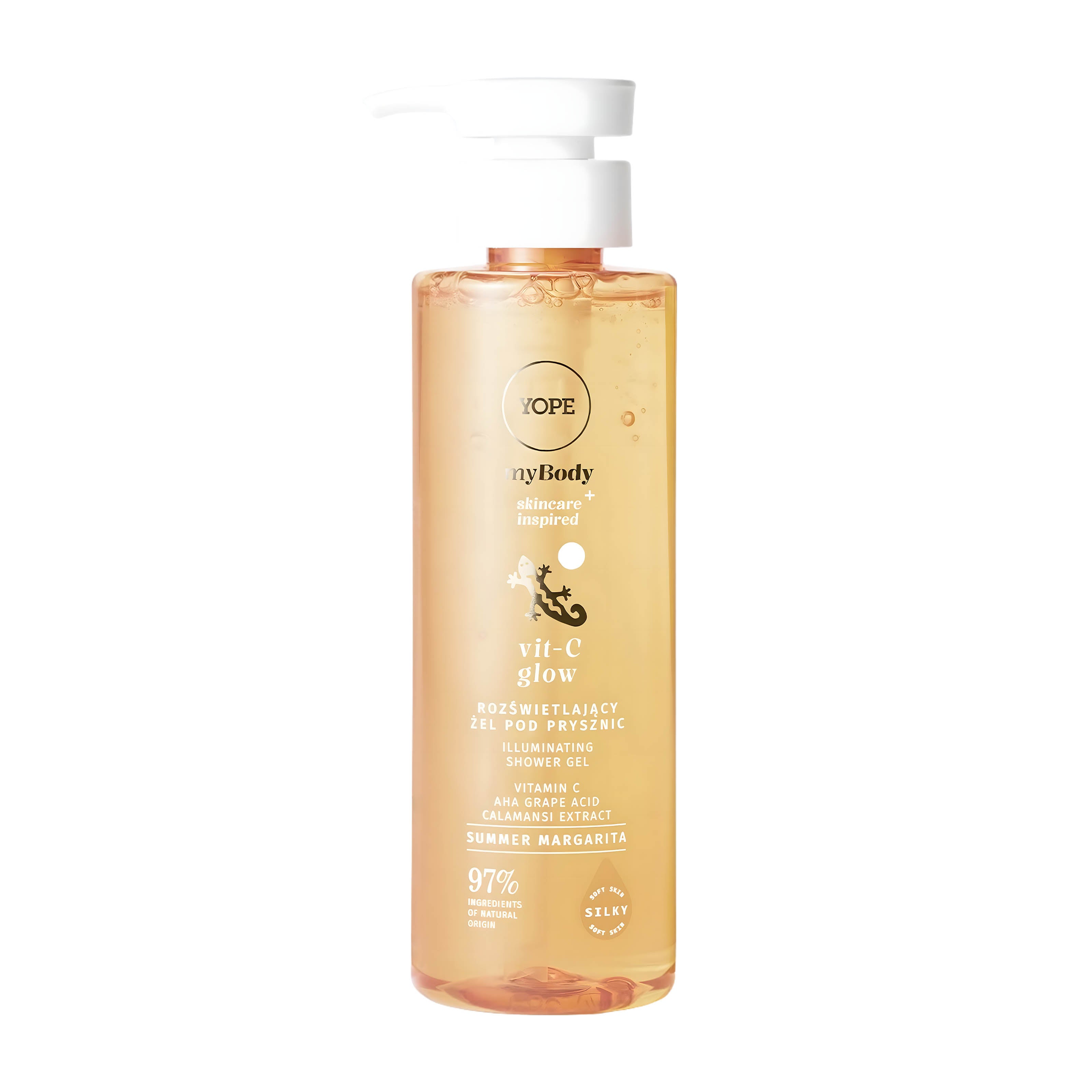 Yope Vit-C Glow Summer Margarita shower gel bottle on a white background