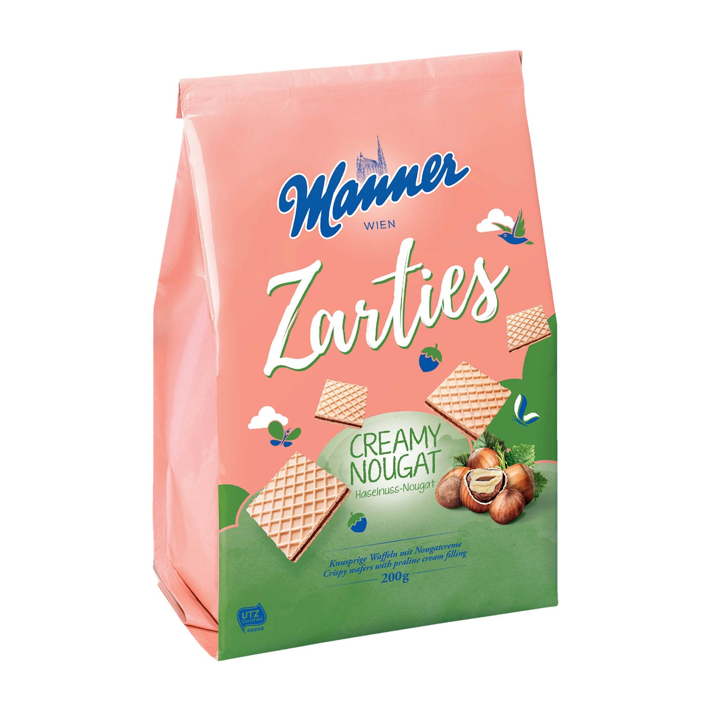 Manner Zarties Creamy Nougat Waffelriegel, 200 g