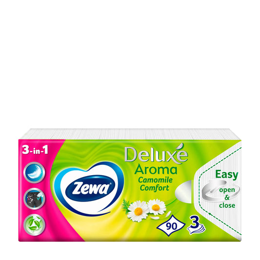 Zewa Deluxe Chamomile Comfort 3ply tissues, 90 Sheets