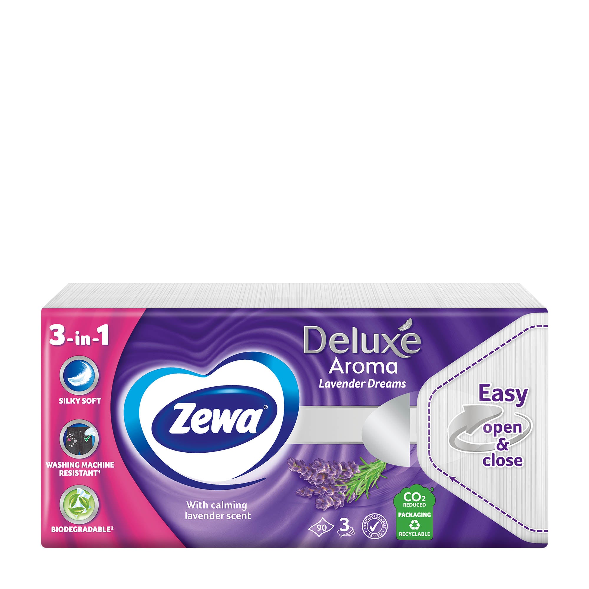 Zewa Deluxe Lavender Dreams 3ply tissues, 90 Sheets