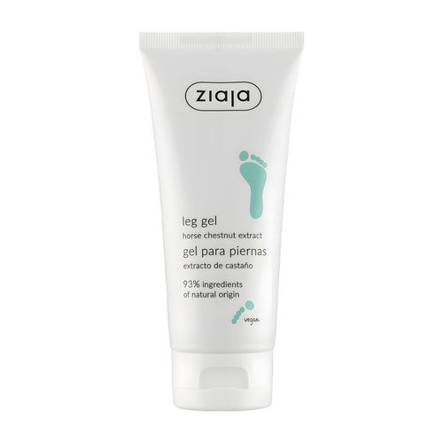 Ziaja leg gel with horse chestnut extract on a white background