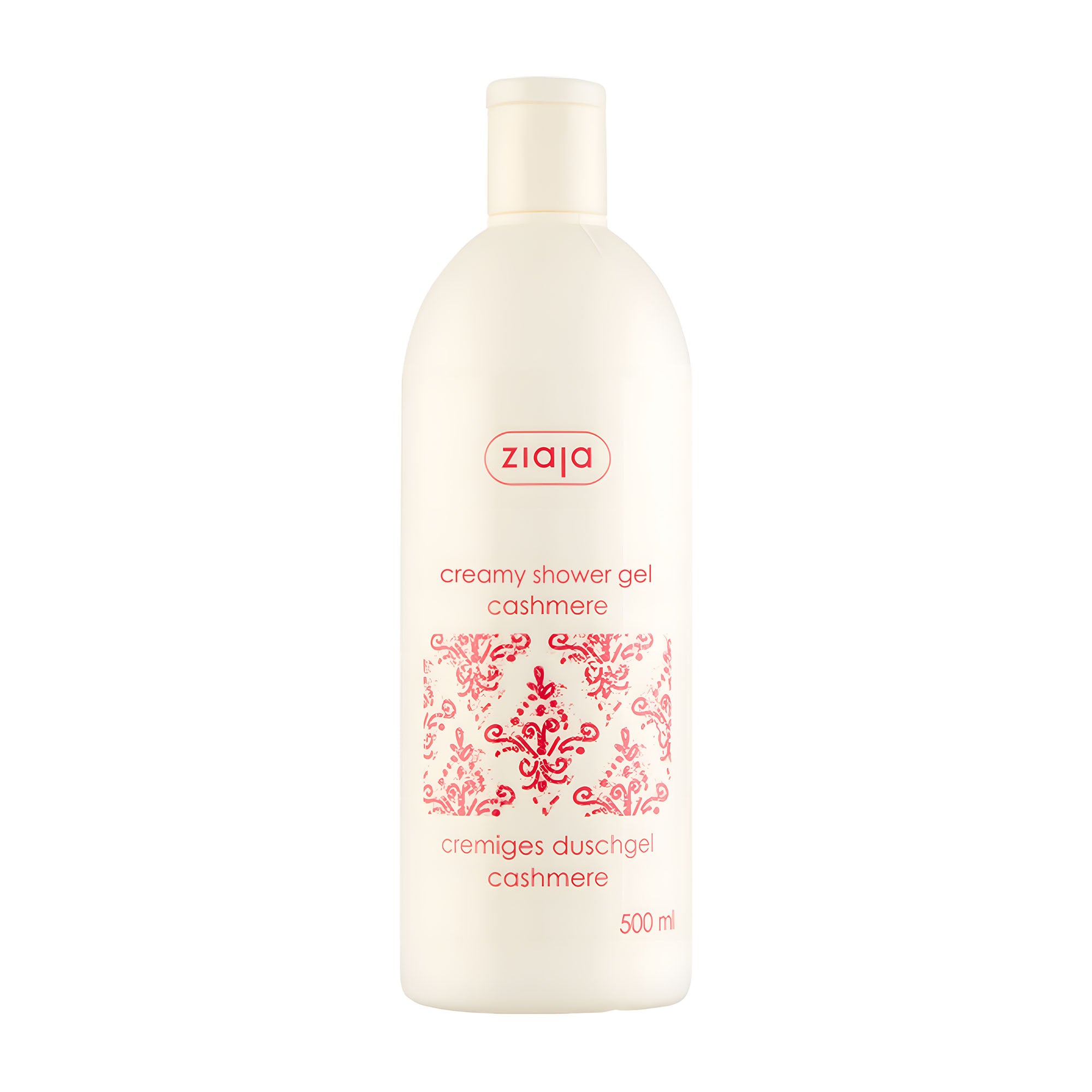 Ziaja creamy shower gel cashmere bottle on a white background