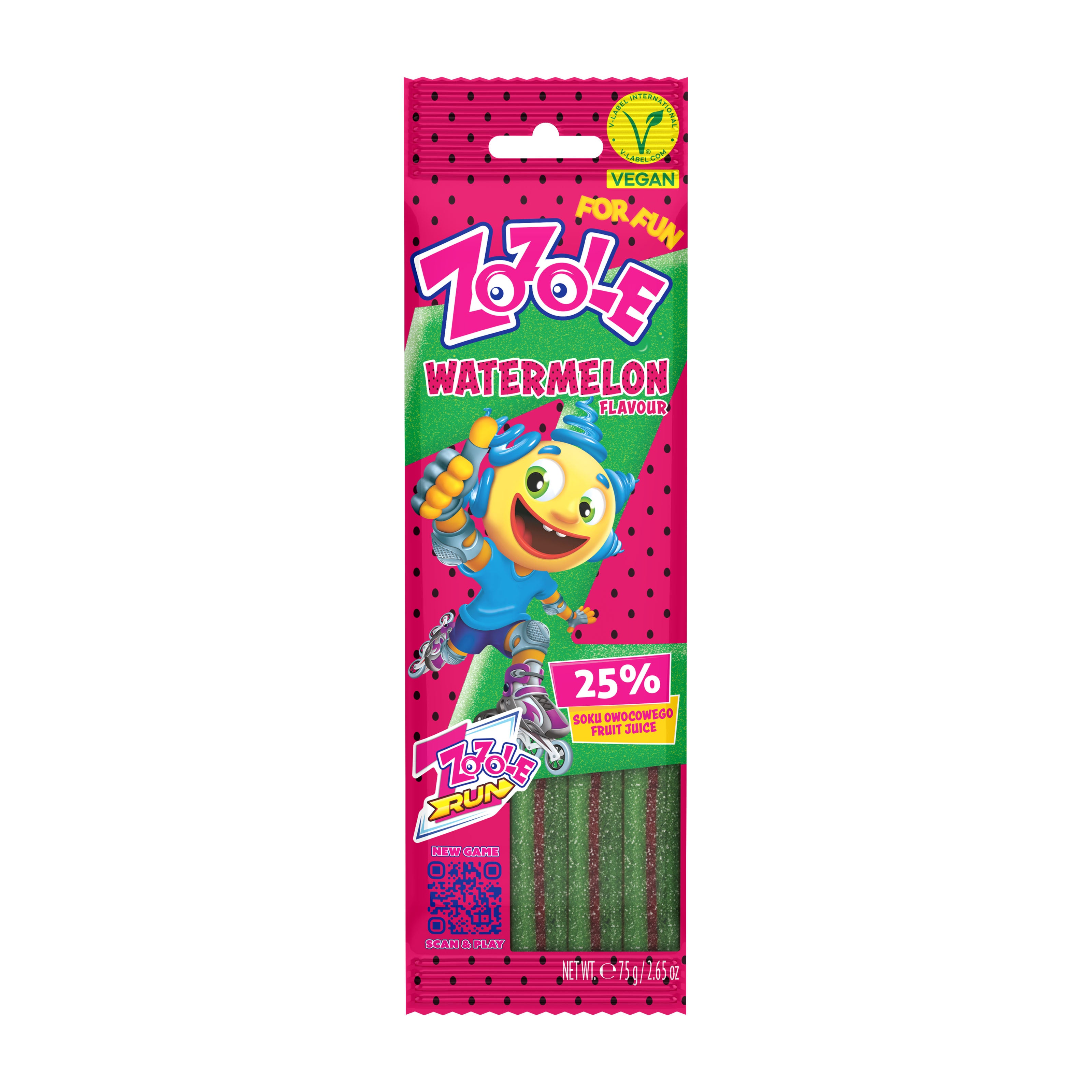Zozole watermelon flavored gummy candy package on a white background