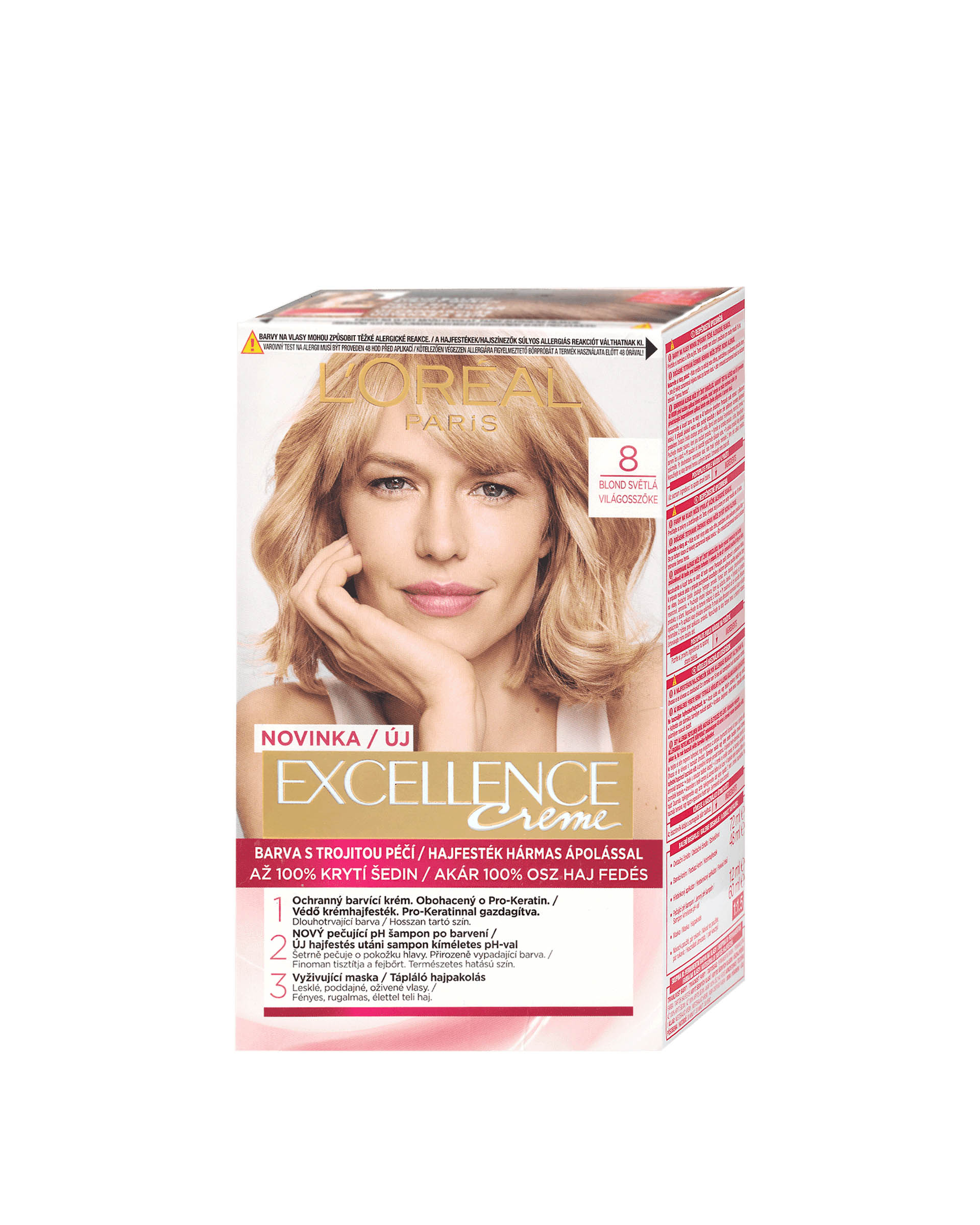 Excellence Crème Permanent Hair Color 8 light blonde – Peppery Spot