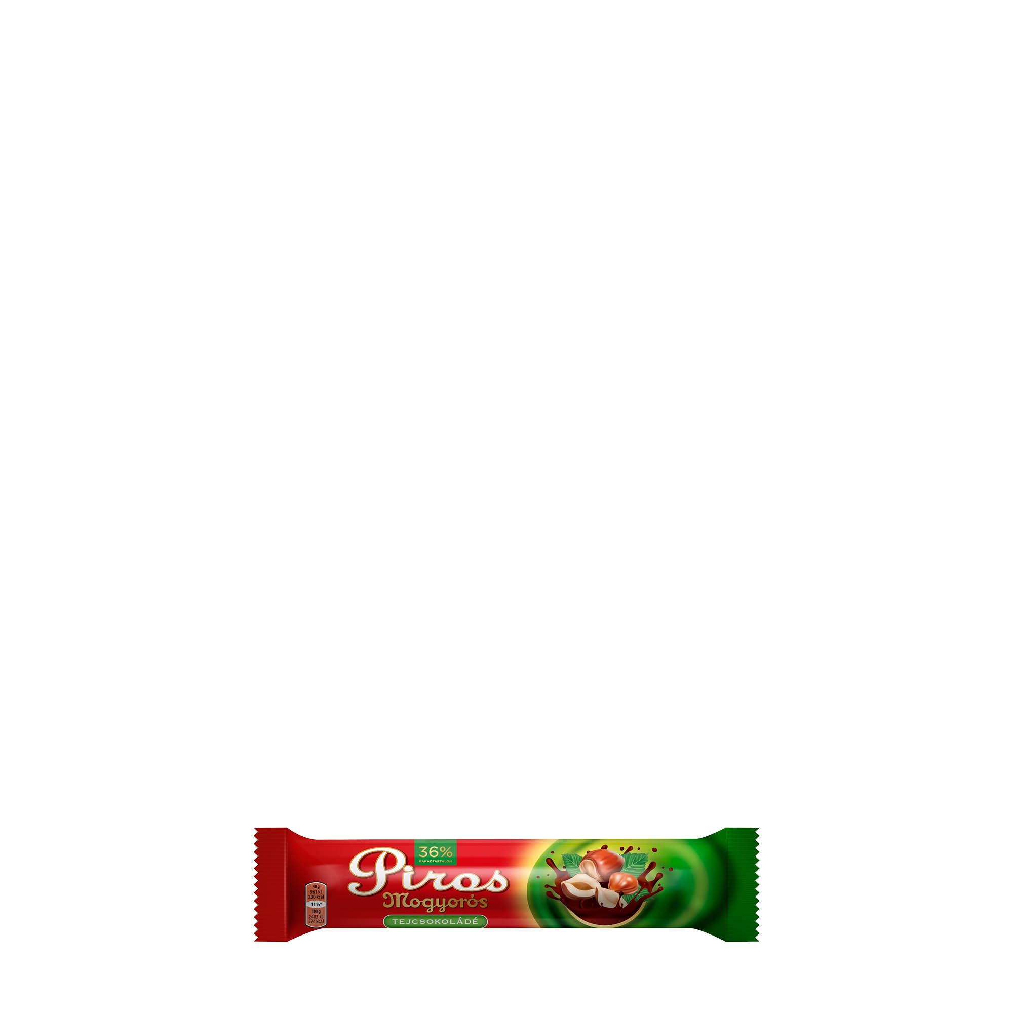 piros mogyoros milk chocolate bar 36% cocoa 40g