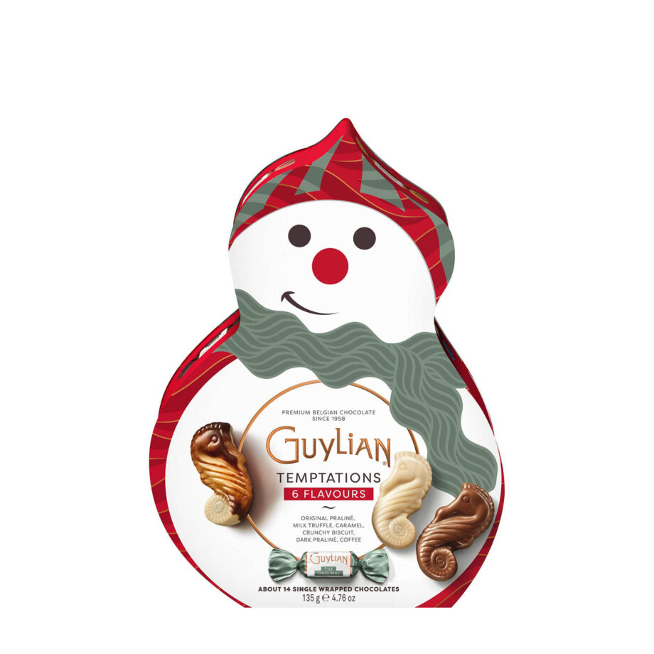 guylian christmas chocolate gift temptations snowman 135g