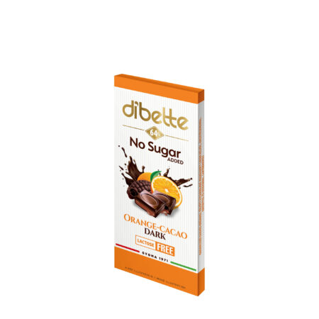 dibette dark chocolate bar 64% orange cacao no added sugar lactose free
